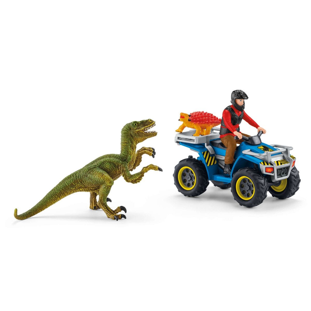 Fuite sur quad face au vélociraptor